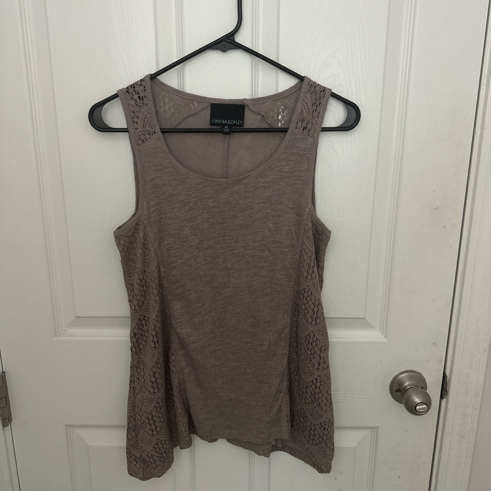 Cynthia Rowley Crochet-Panel Sleeveless Tank